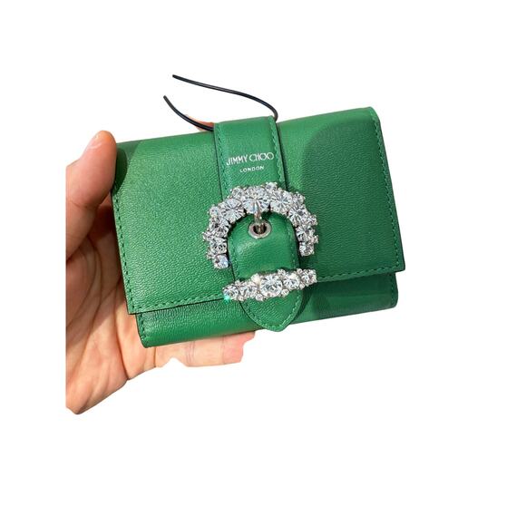 jimmy choo cheri green trifold wallet - Picture 1 of 4
